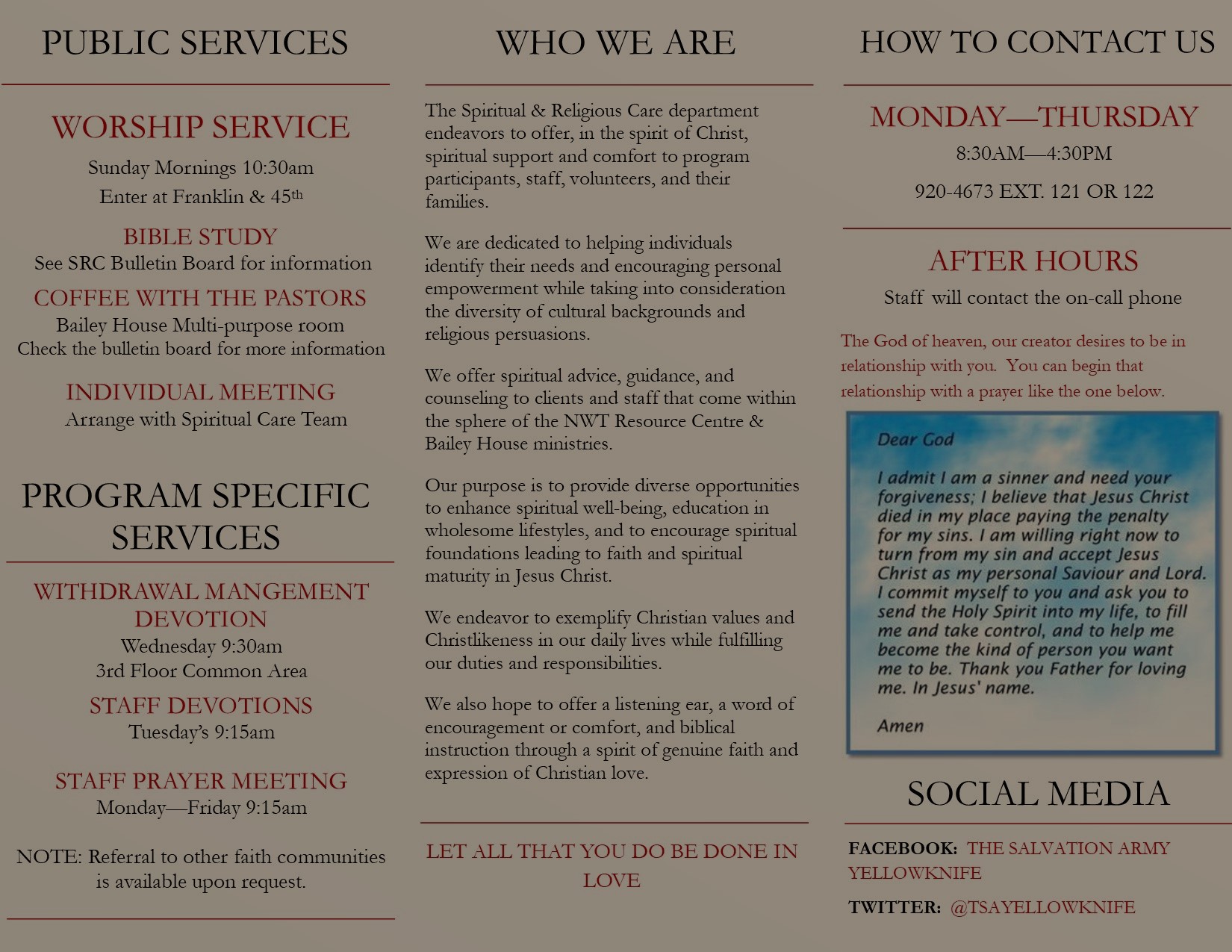 Spiritual Care Brochure